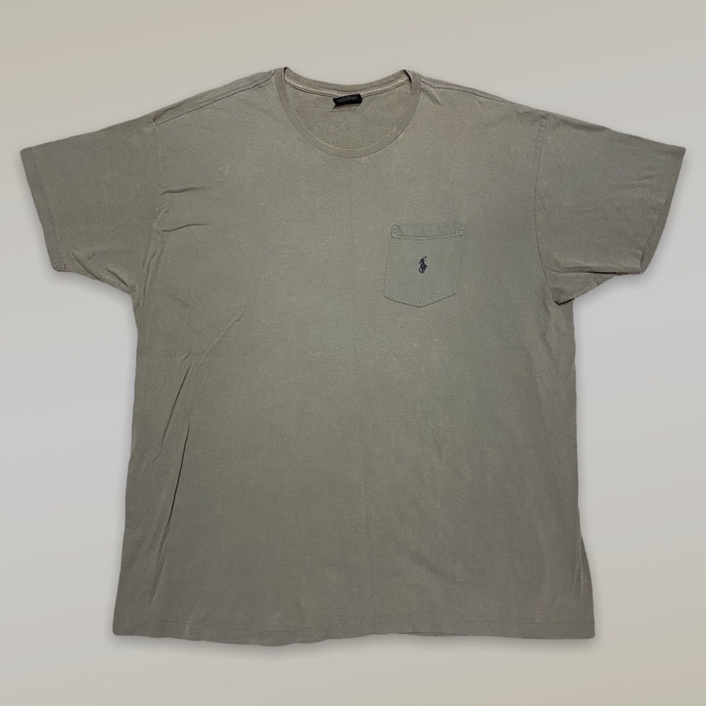 Vintage Polo Ralph Lauren Mini Embroidered Logo Side Pocket T-Shirt in Olive